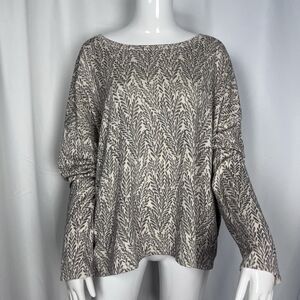 Garnet Hill Women Silk Cotton Crewneck Floral Sweater Size Large